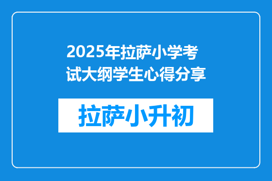 2025年拉萨小学考试大纲学生心得分享
