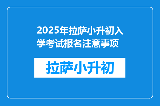 2025年拉萨小升初入学考试报名注意事项