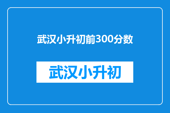武汉小升初前300分数