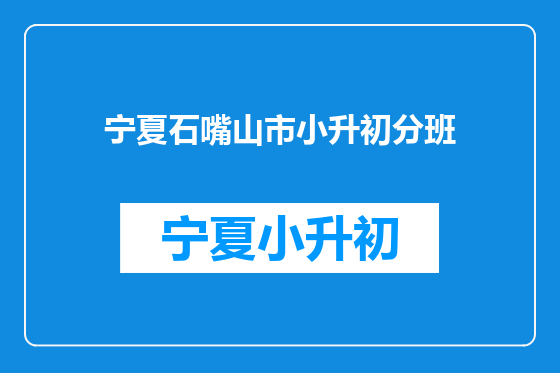 宁夏石嘴山市小升初分班