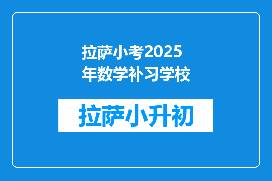 拉萨小考2025年数学补习学校