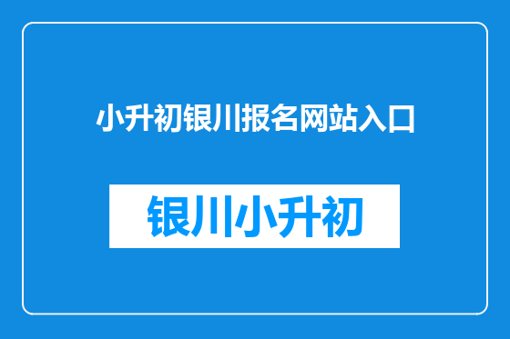 小升初银川报名网站入口