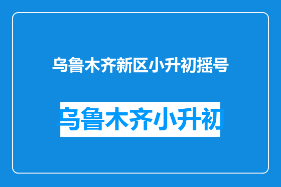 乌鲁木齐新区小升初摇号