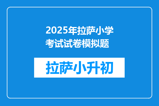 2025年拉萨小学考试试卷模拟题