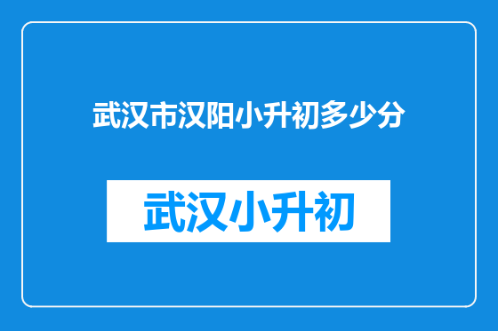 武汉市汉阳小升初多少分