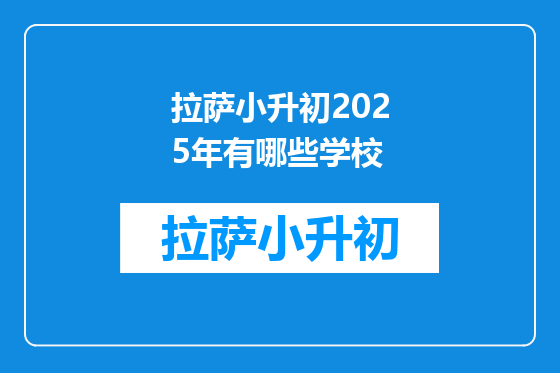 拉萨小升初2025年有哪些学校