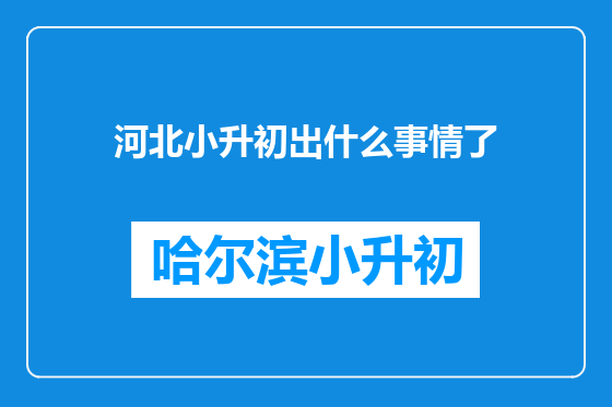 河北小升初出什么事情了