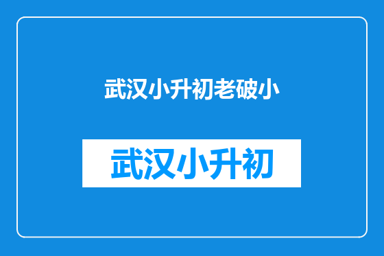 武汉小升初老破小