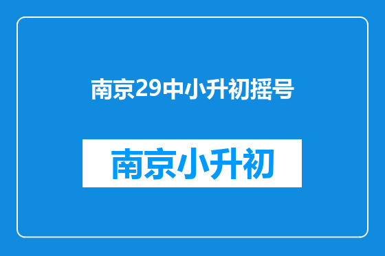 南京29中小升初摇号
