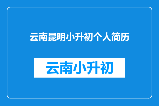 云南昆明小升初个人简历