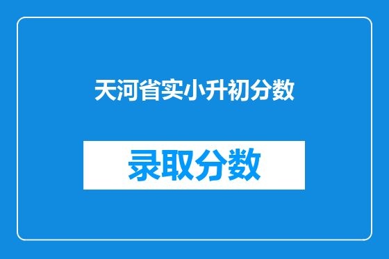 天河省实小升初分数