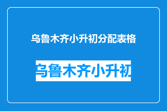 乌鲁木齐小升初分配表格