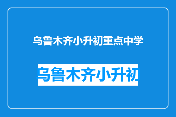 乌鲁木齐小升初重点中学