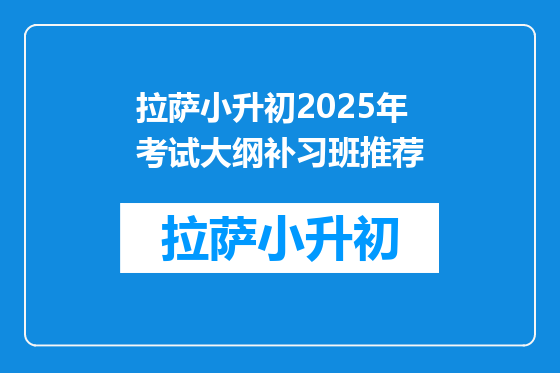 拉萨小升初2025年考试大纲补习班推荐