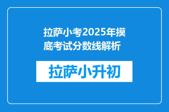 拉萨小考2025年摸底考试分数线解析