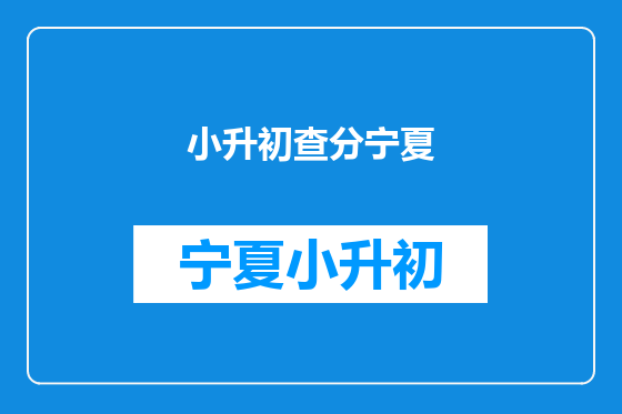 小升初查分宁夏