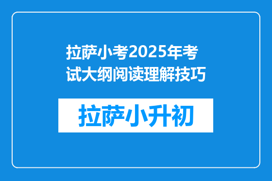 拉萨小考2025年考试大纲阅读理解技巧