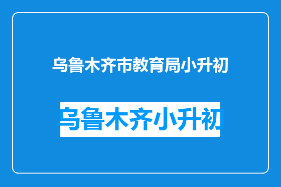 乌鲁木齐市教育局小升初