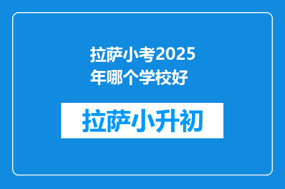 拉萨小考2025年哪个学校好