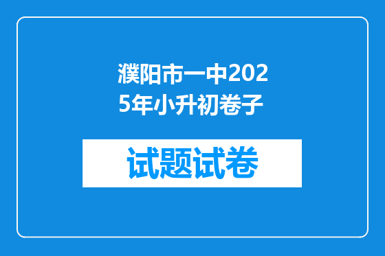 濮阳市一中2025年小升初卷子