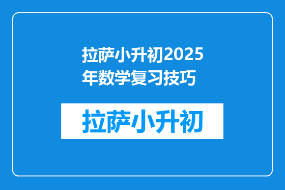 拉萨小升初2025年数学复习技巧
