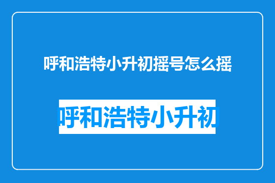 呼和浩特小升初摇号怎么摇
