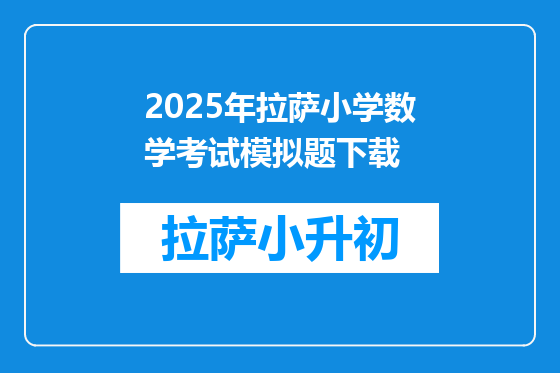 2025年拉萨小学数学考试模拟题下载