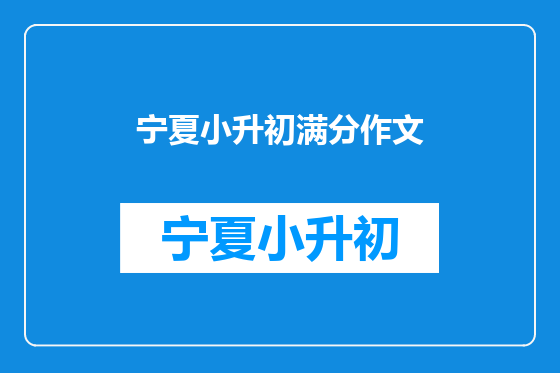 宁夏小升初满分作文