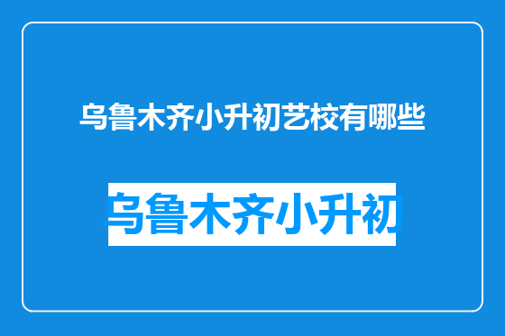 乌鲁木齐小升初艺校有哪些