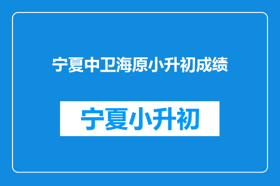 宁夏中卫海原小升初成绩