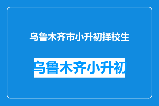乌鲁木齐市小升初择校生