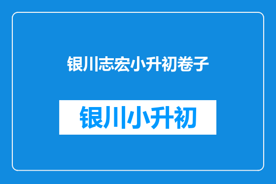 银川志宏小升初卷子