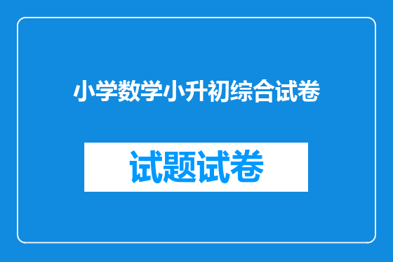 小学数学小升初综合试卷