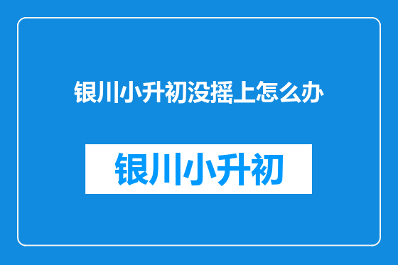 银川小升初没摇上怎么办