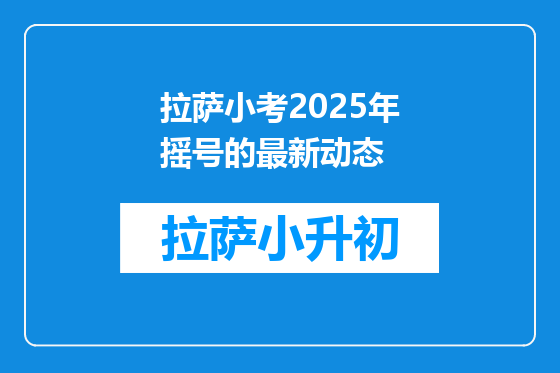 拉萨小考2025年摇号的最新动态