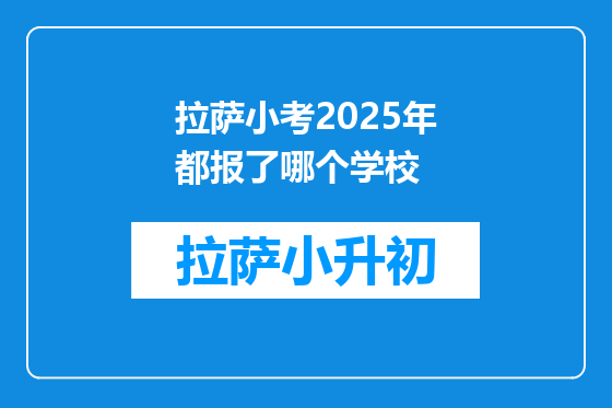 拉萨小考2025年都报了哪个学校