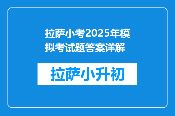 拉萨小考2025年模拟考试题答案详解
