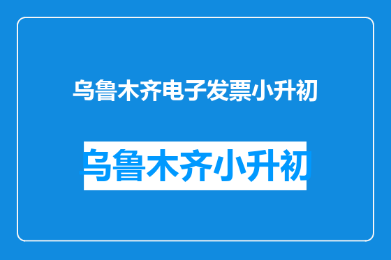 乌鲁木齐电子发票小升初