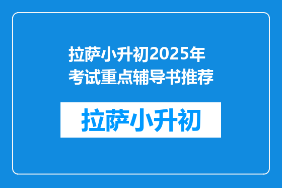 拉萨小升初2025年考试重点辅导书推荐
