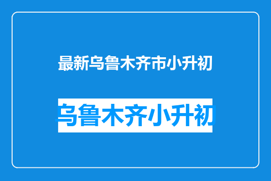 最新乌鲁木齐市小升初
