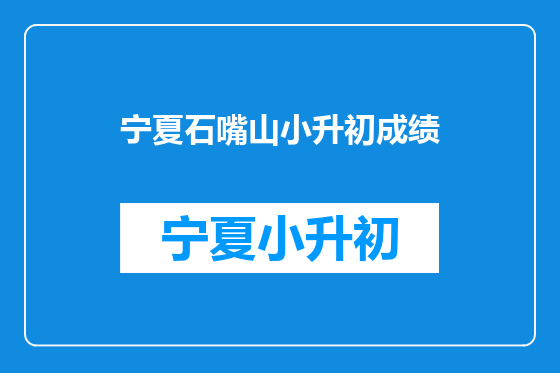 宁夏石嘴山小升初成绩