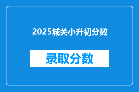 2025城关小升初分数