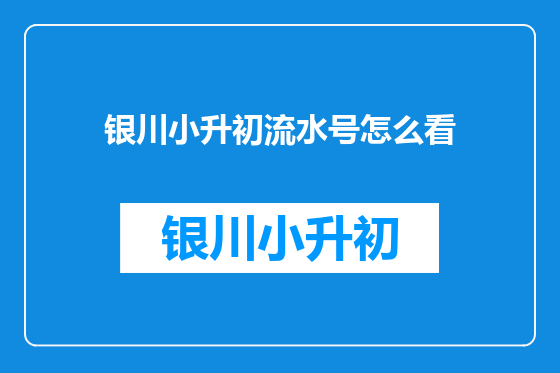 银川小升初流水号怎么看