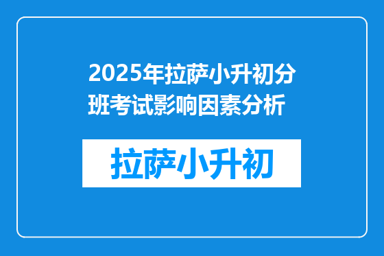 2025年拉萨小升初分班考试影响因素分析