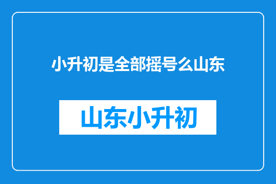 小升初是全部摇号么山东