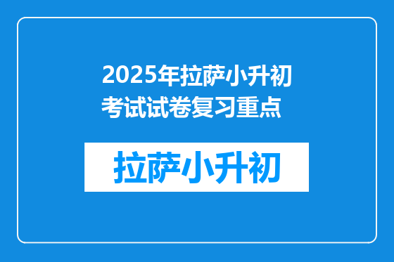 2025年拉萨小升初考试试卷复习重点