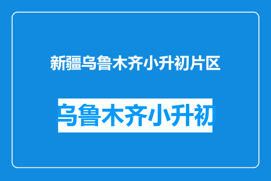 新疆乌鲁木齐小升初片区