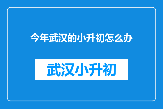今年武汉的小升初怎么办