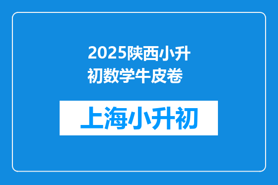 2025陕西小升初数学牛皮卷