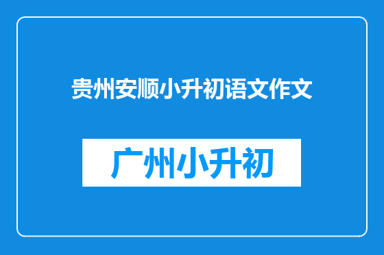 贵州安顺小升初语文作文